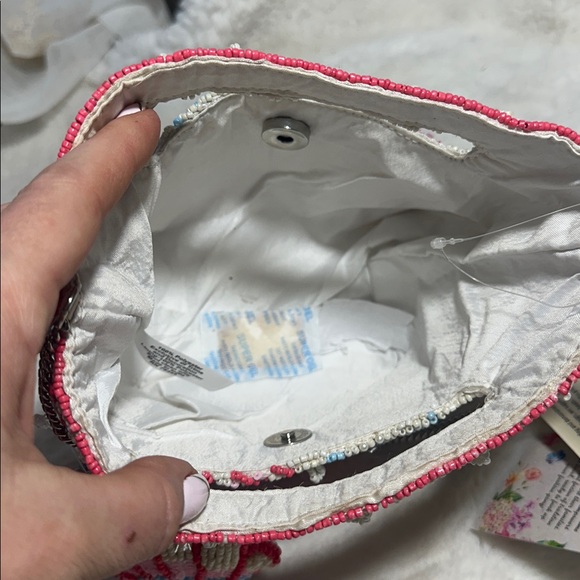 Made in India beaded shell crossbody bag with matching beaded bag charm